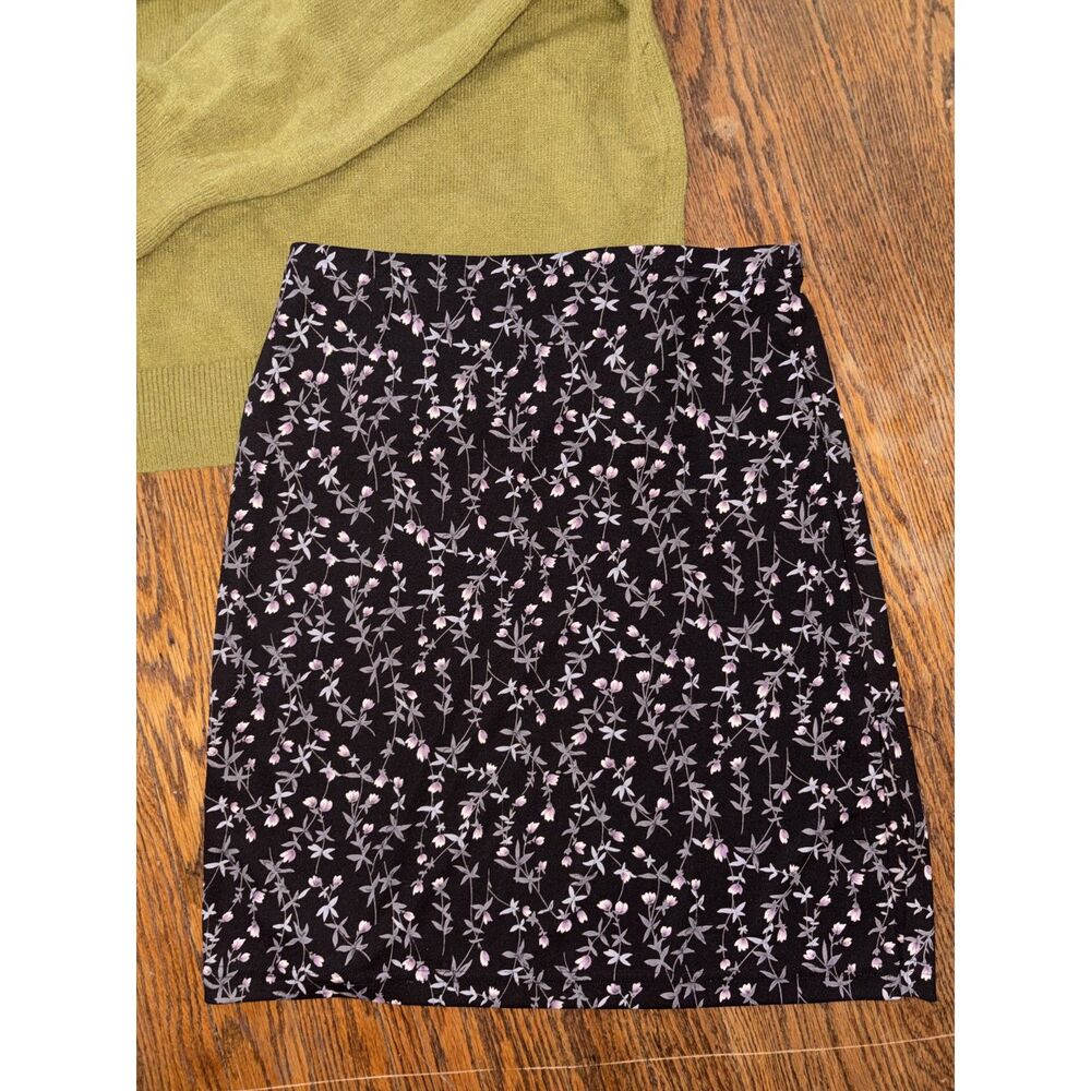 Vintage Black Floral midi skirt